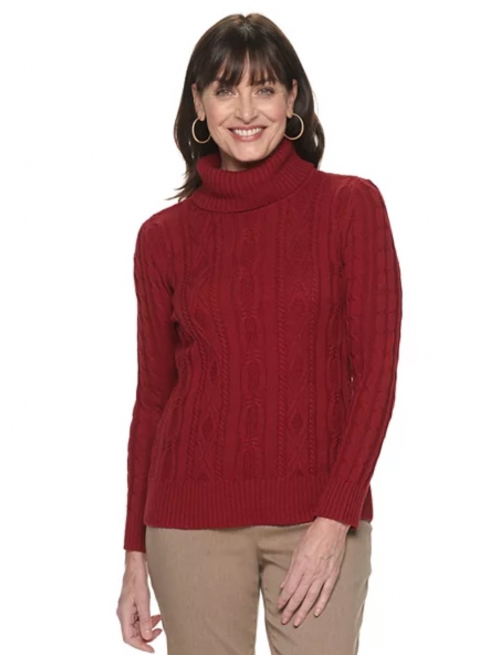 Croft & Barrow Cable Stitch Turtleneck Sweater